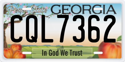 GA license plate CQL7362