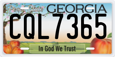 GA license plate CQL7365