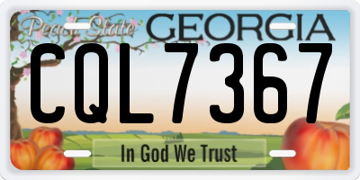 GA license plate CQL7367