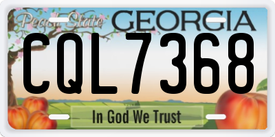 GA license plate CQL7368