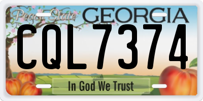 GA license plate CQL7374