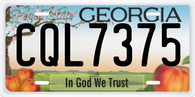 GA license plate CQL7375