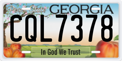 GA license plate CQL7378