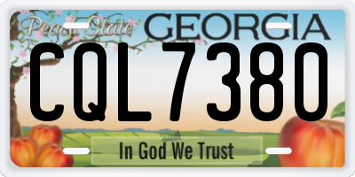 GA license plate CQL7380