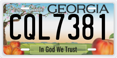 GA license plate CQL7381