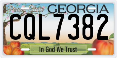 GA license plate CQL7382