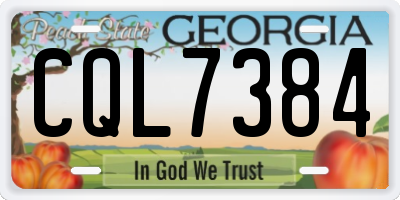 GA license plate CQL7384