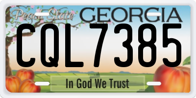 GA license plate CQL7385