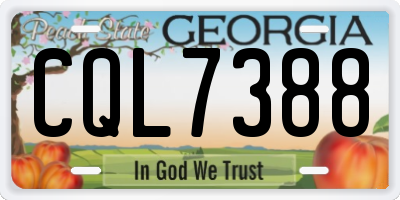 GA license plate CQL7388