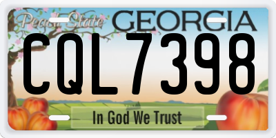 GA license plate CQL7398