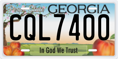 GA license plate CQL7400