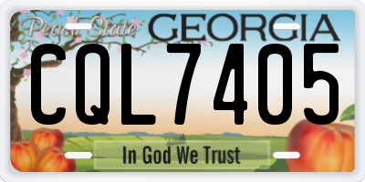 GA license plate CQL7405