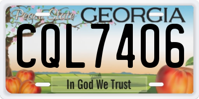 GA license plate CQL7406