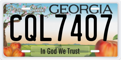 GA license plate CQL7407