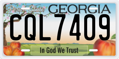 GA license plate CQL7409