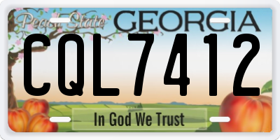 GA license plate CQL7412