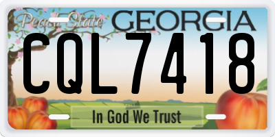 GA license plate CQL7418