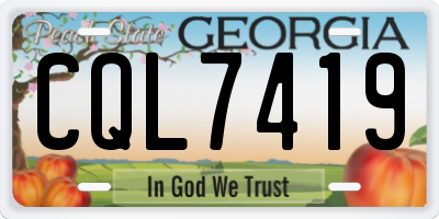 GA license plate CQL7419