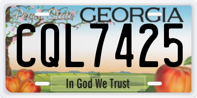 GA license plate CQL7425