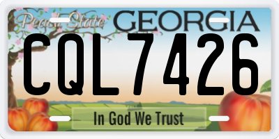 GA license plate CQL7426