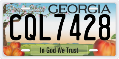 GA license plate CQL7428