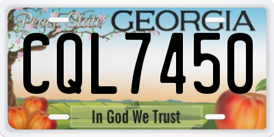 GA license plate CQL7450