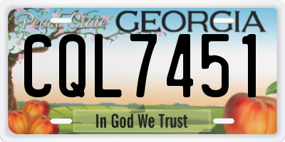 GA license plate CQL7451