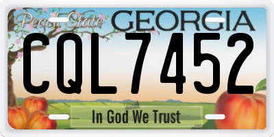 GA license plate CQL7452