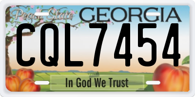 GA license plate CQL7454