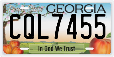 GA license plate CQL7455