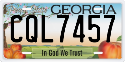 GA license plate CQL7457