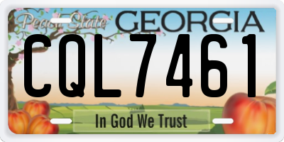 GA license plate CQL7461