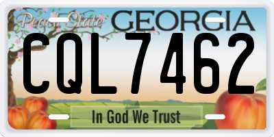 GA license plate CQL7462