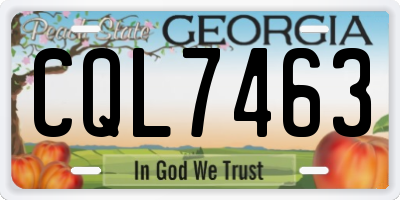 GA license plate CQL7463