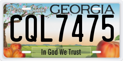 GA license plate CQL7475