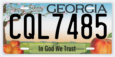 GA license plate CQL7485