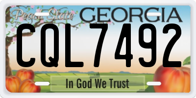 GA license plate CQL7492