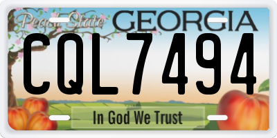 GA license plate CQL7494