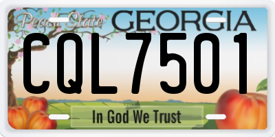 GA license plate CQL7501