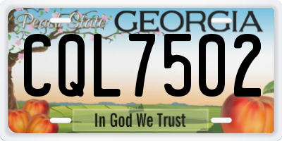 GA license plate CQL7502