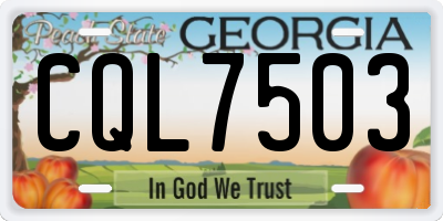 GA license plate CQL7503