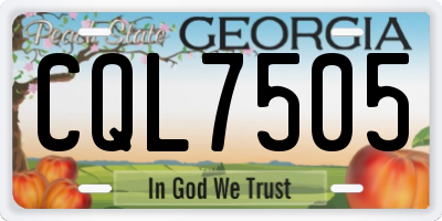 GA license plate CQL7505