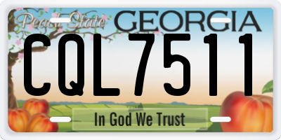 GA license plate CQL7511