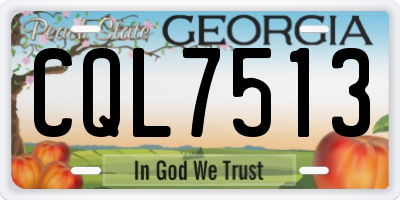 GA license plate CQL7513