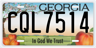 GA license plate CQL7514