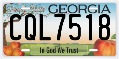 GA license plate CQL7518