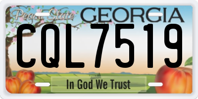 GA license plate CQL7519