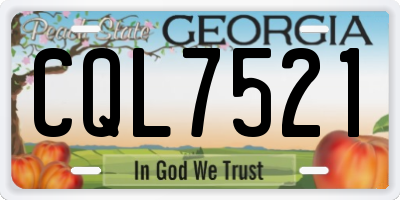 GA license plate CQL7521