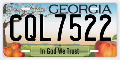 GA license plate CQL7522