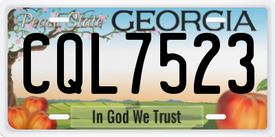 GA license plate CQL7523